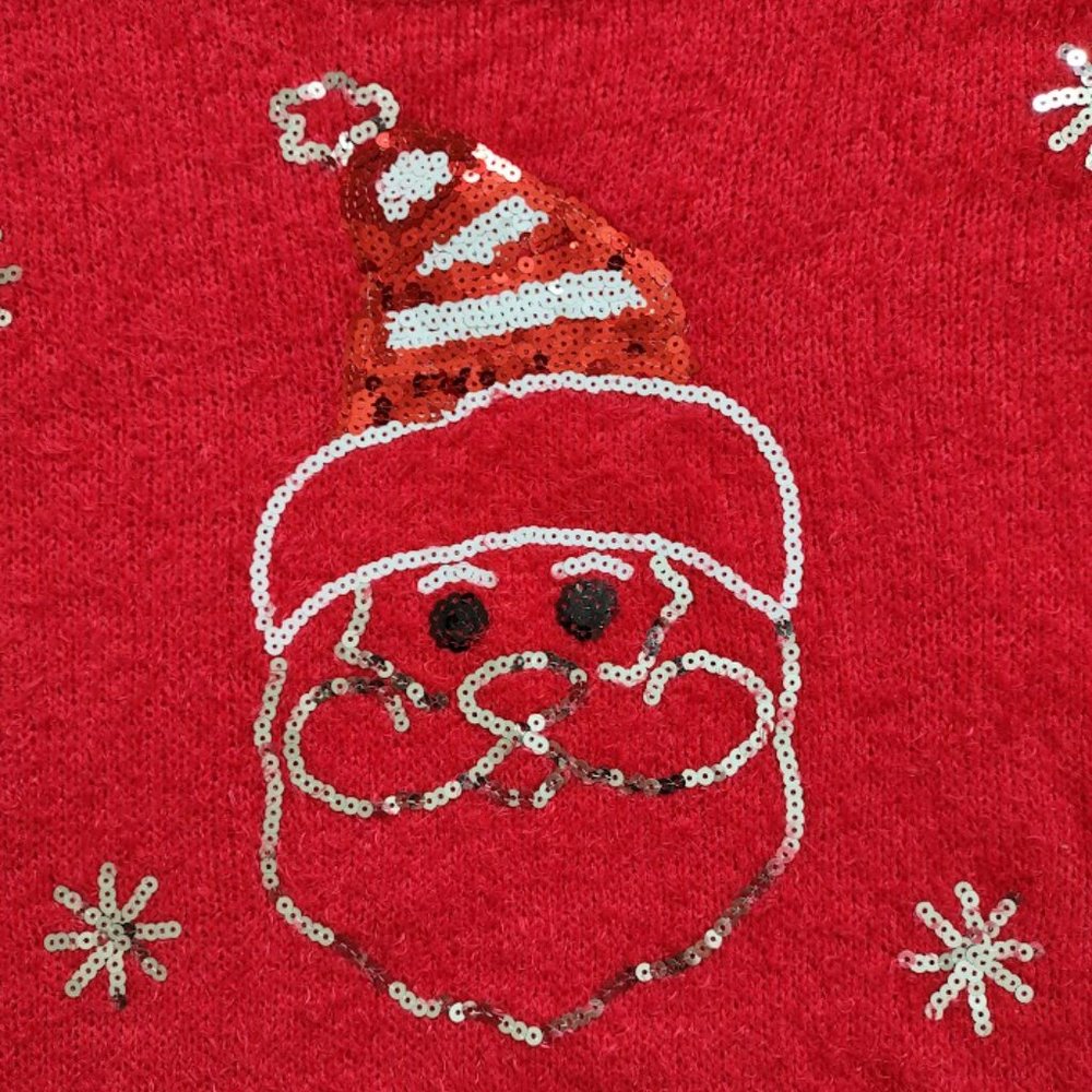 No Boundaries Sequin Santa Red Fuzzy Soft Cozy Ch… - image 5